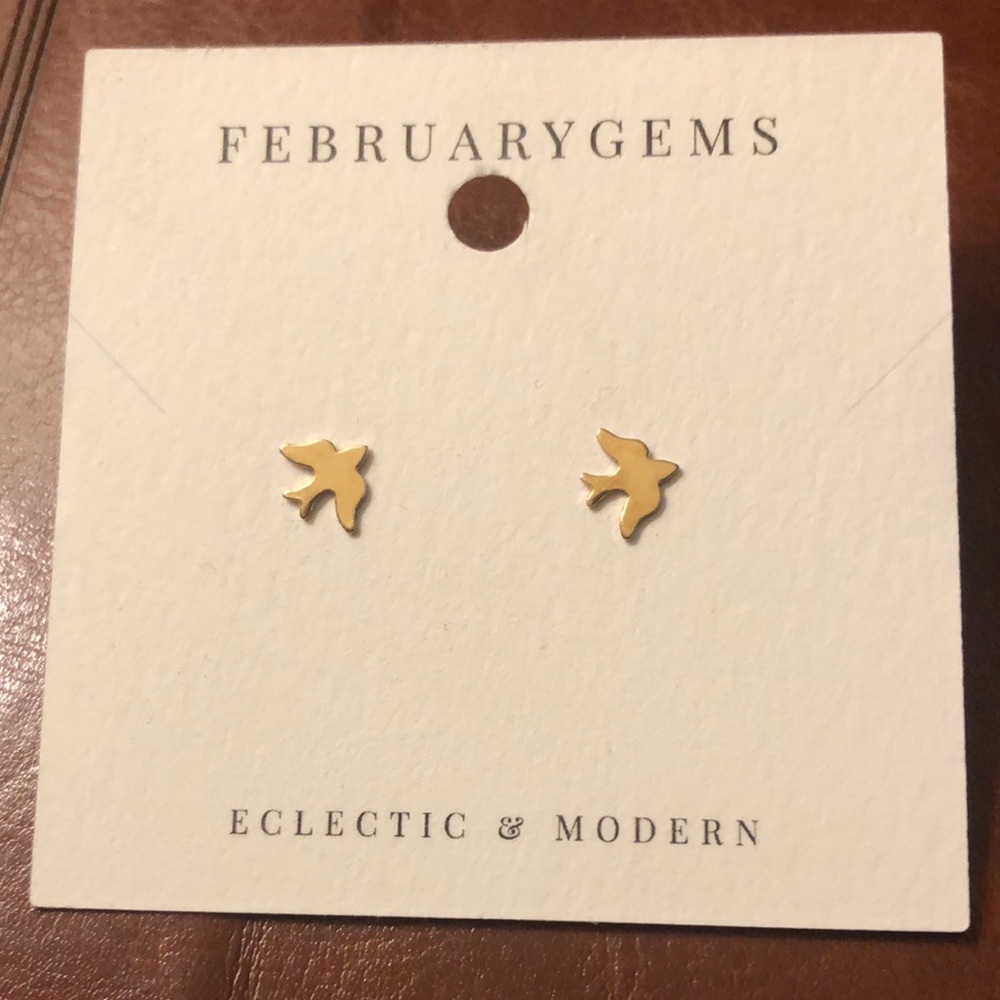 February Gems Gold Bird Earrings